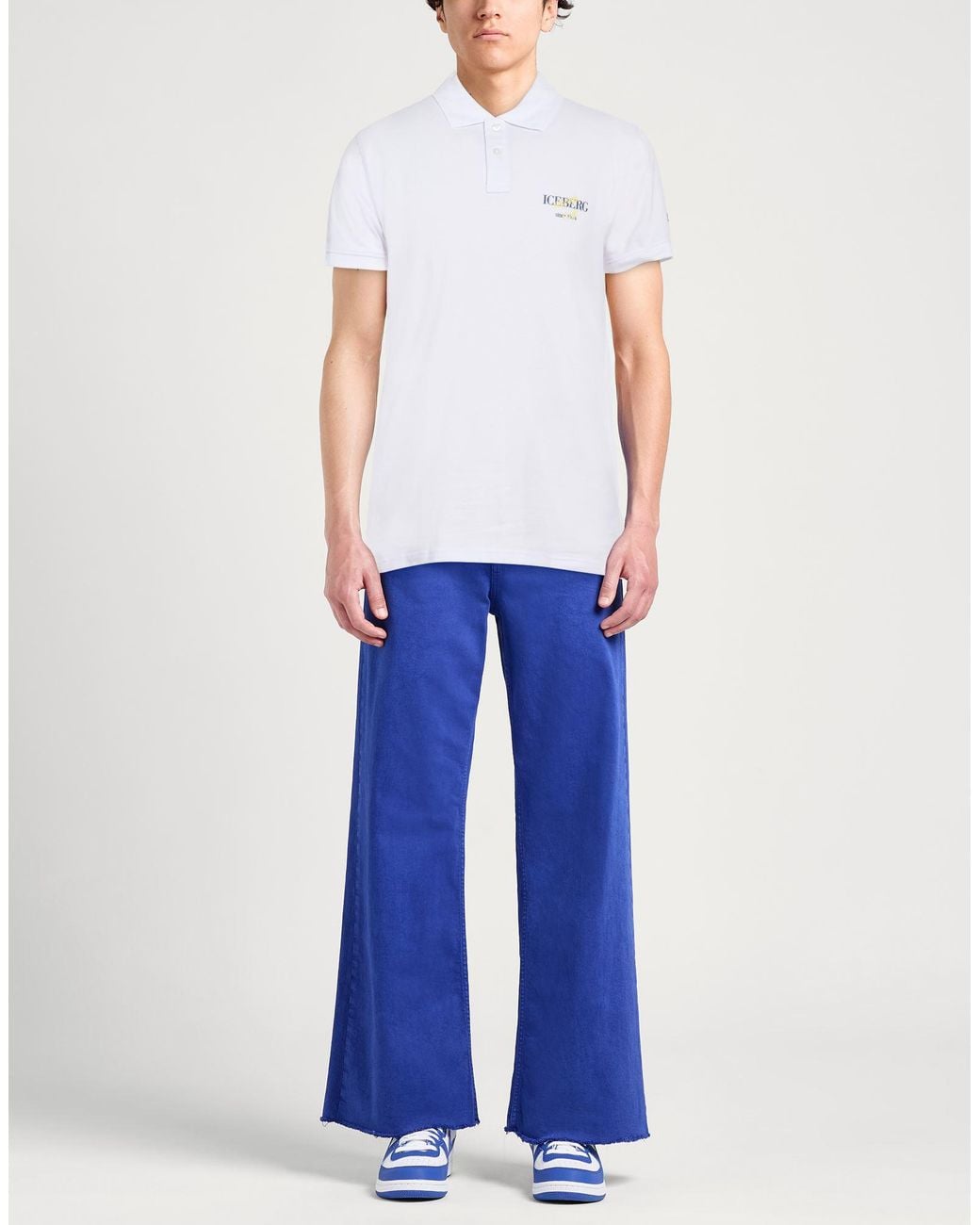 Iceberg White Beachwear Polo Shirt Cotton, Elastane for men