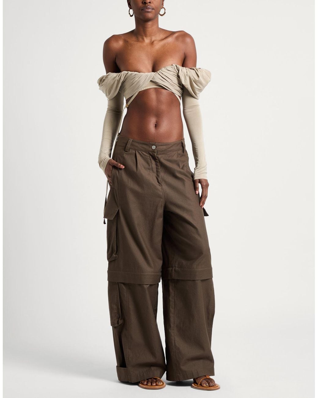 Jacquemus Multicolor Khaki Top Cupro, Elastane