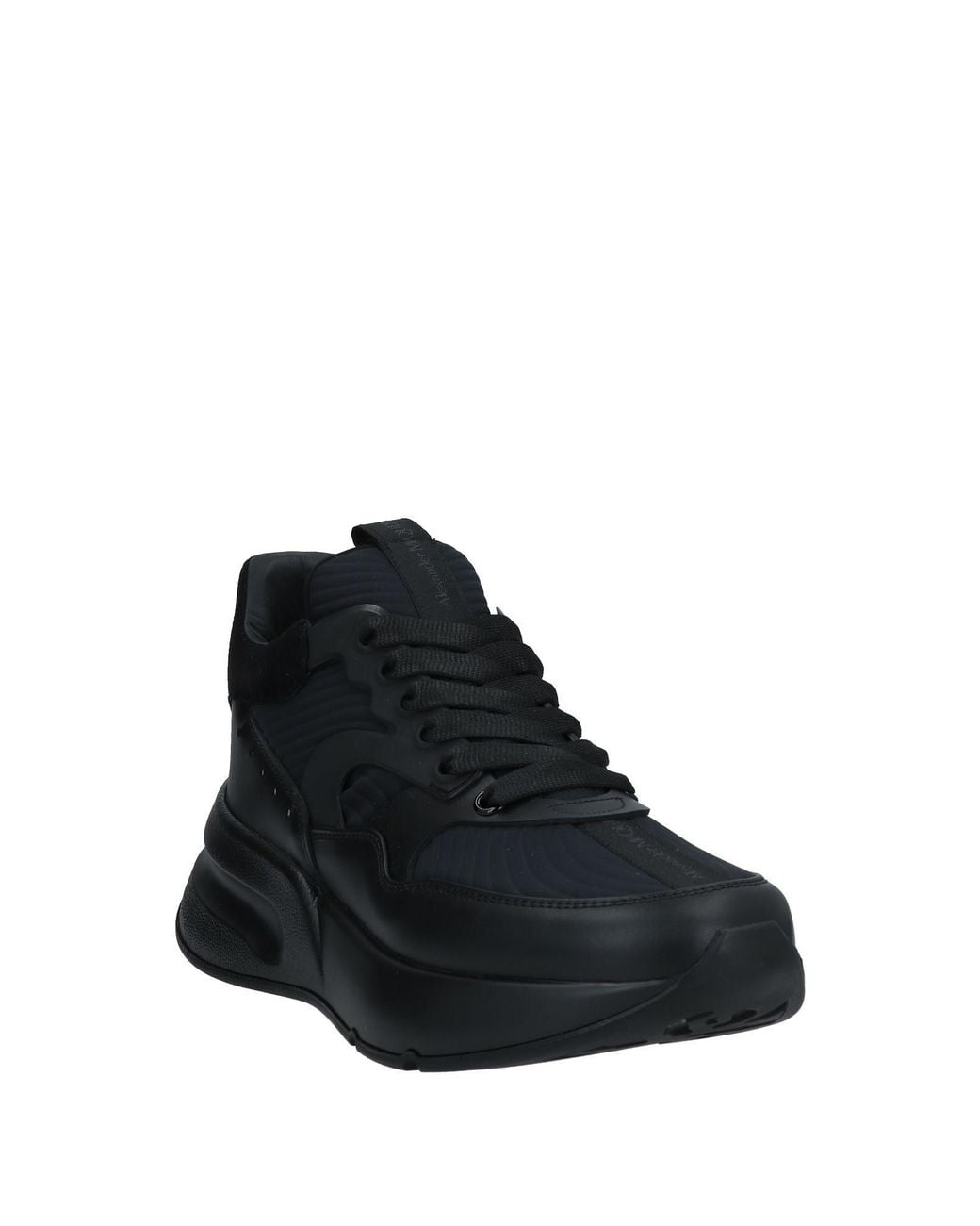 McQueen Black Sneakers Soft Leather, Textile Fibers for men