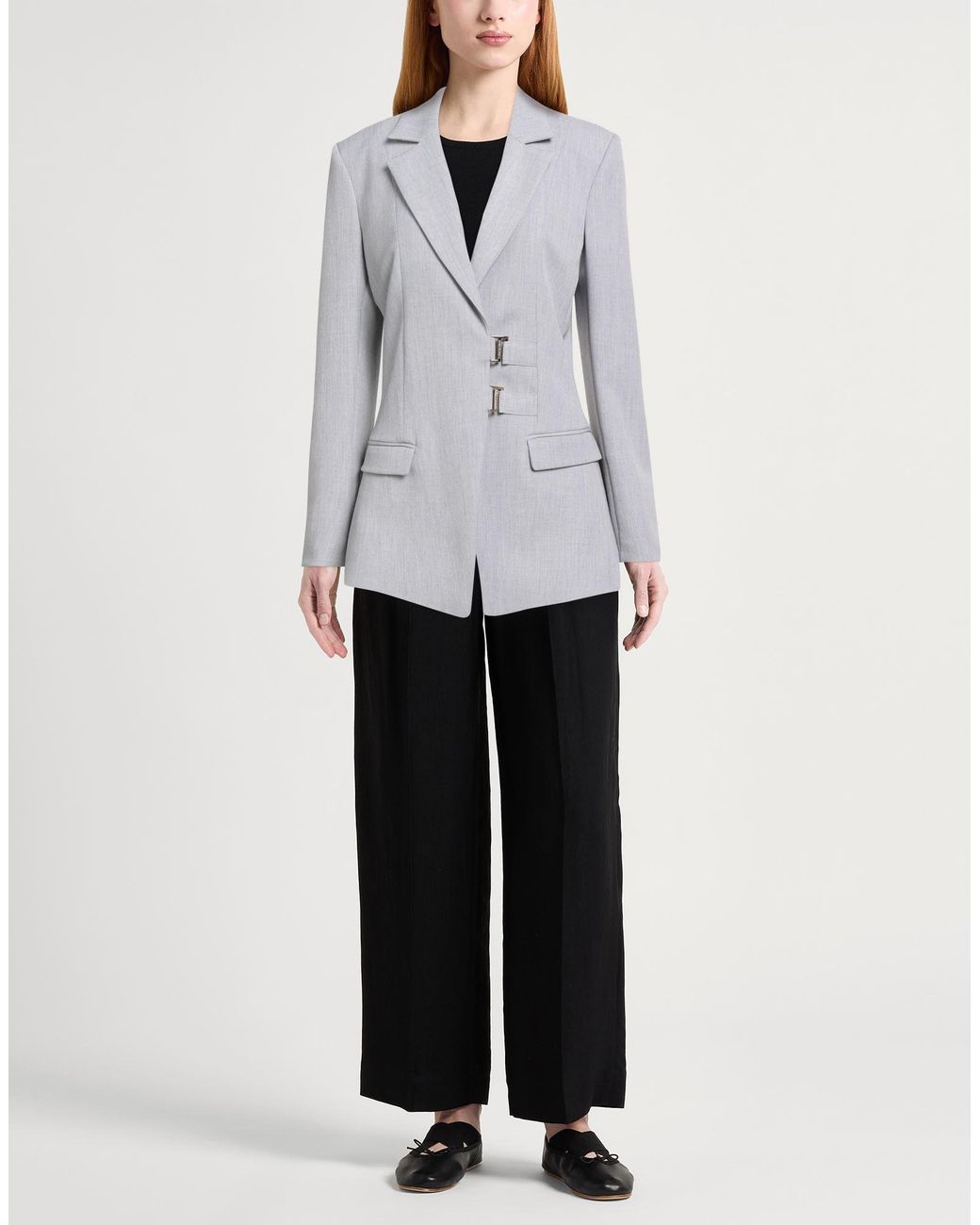 Patrizia Pepe Gray Blazer Polyester, Viscose, Elastane