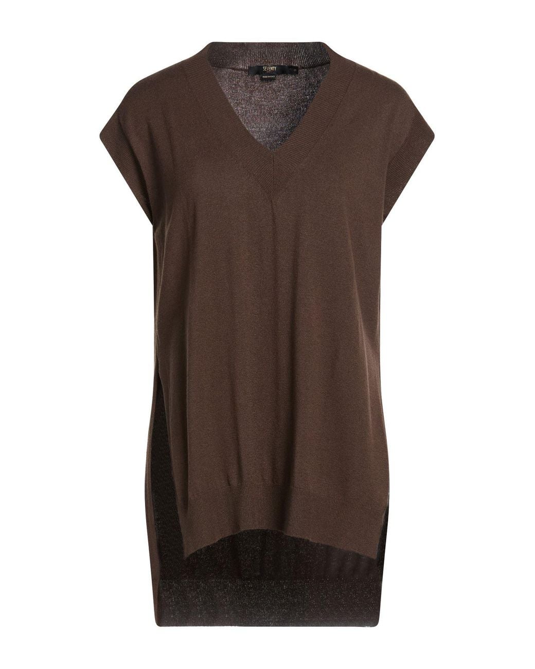 SEVENTY VENEZIA Brown Khaki T-Shirt Viscose, Acrylic, Elastane