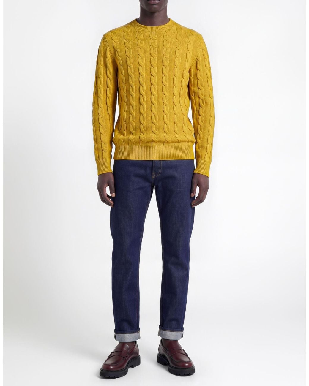 Cashmere Company Yellow Mustard Sweater Wool, Cashmere for men