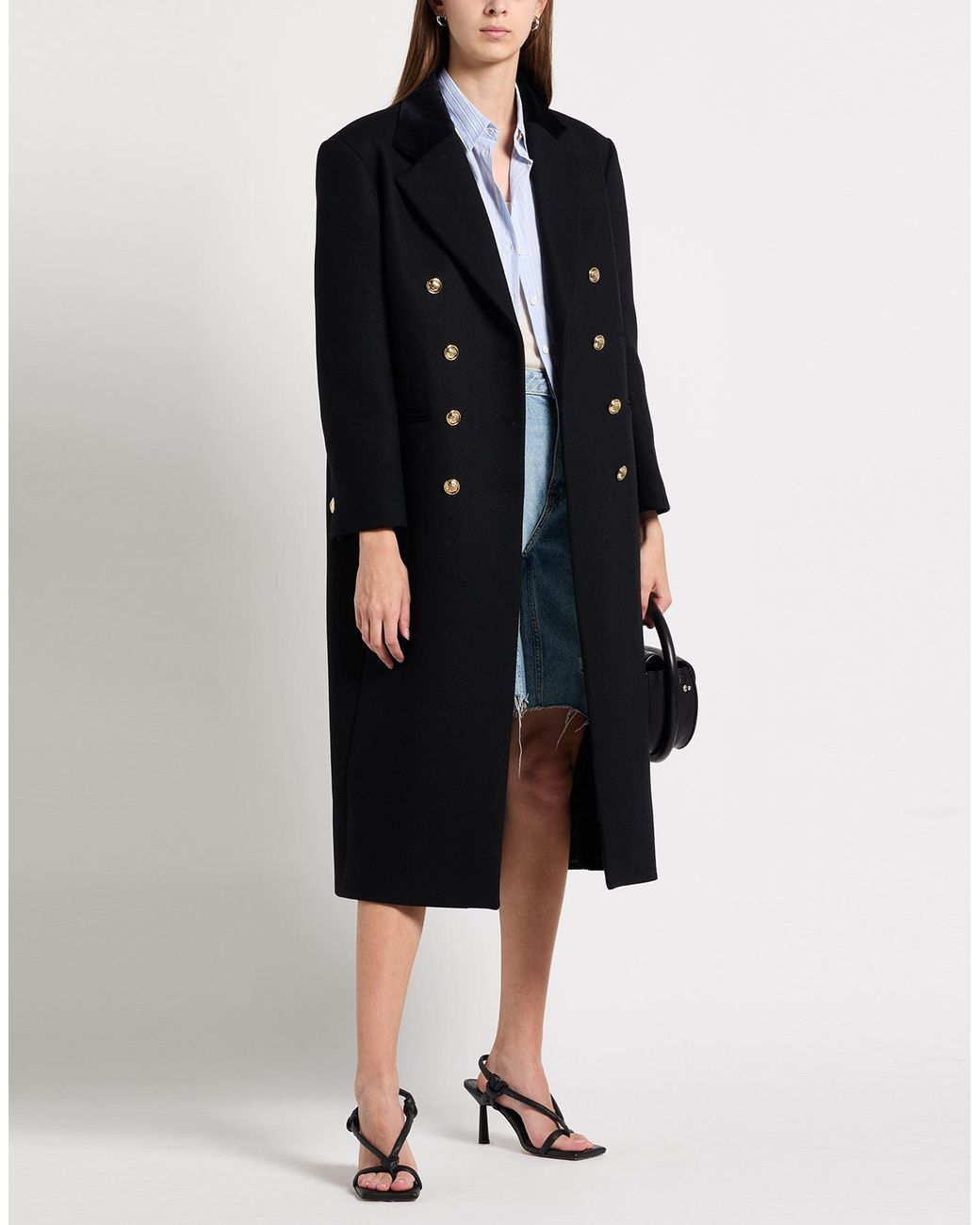 Sandro Black Coat Wool, Polyamide, Polyester, Acrylic