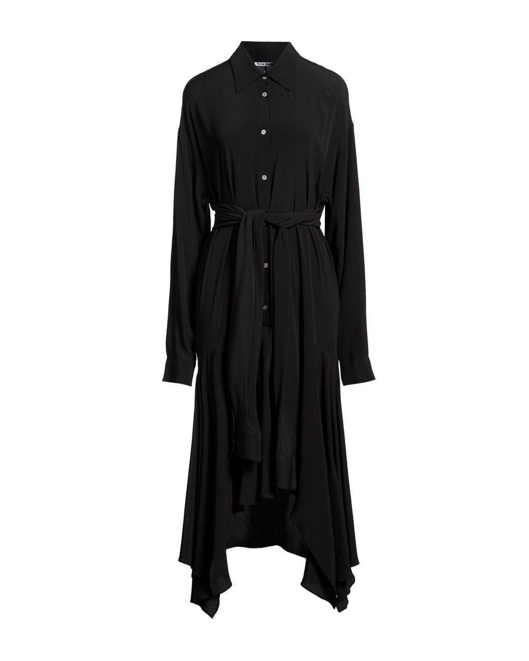 Acne Black Midi Dress Acetate, Silk