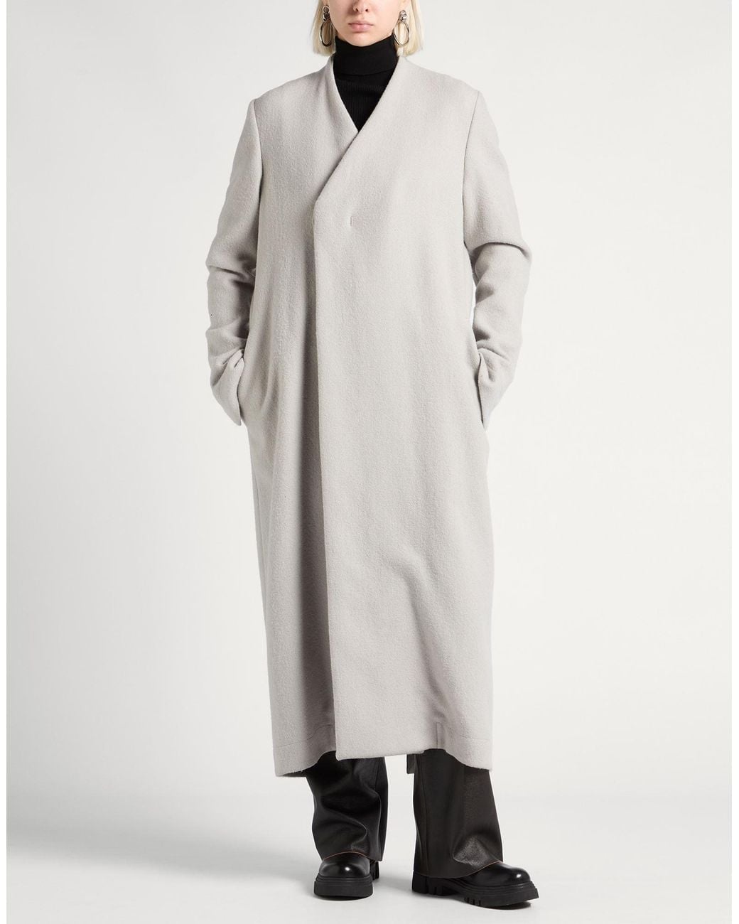 Rick Owens Gray Light Coat Virgin Wool