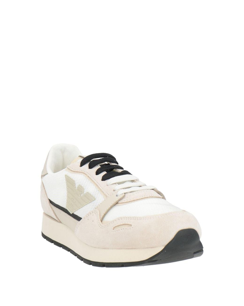 Emporio Armani White Sneakers Polyester, Cow Leather
