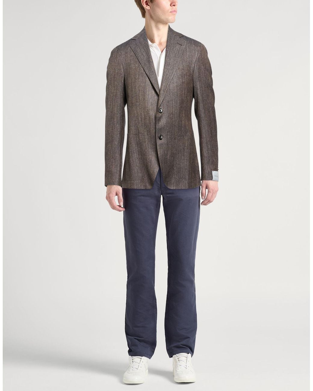 Caruso Brown Blazer Silk, Linen, Wool for men