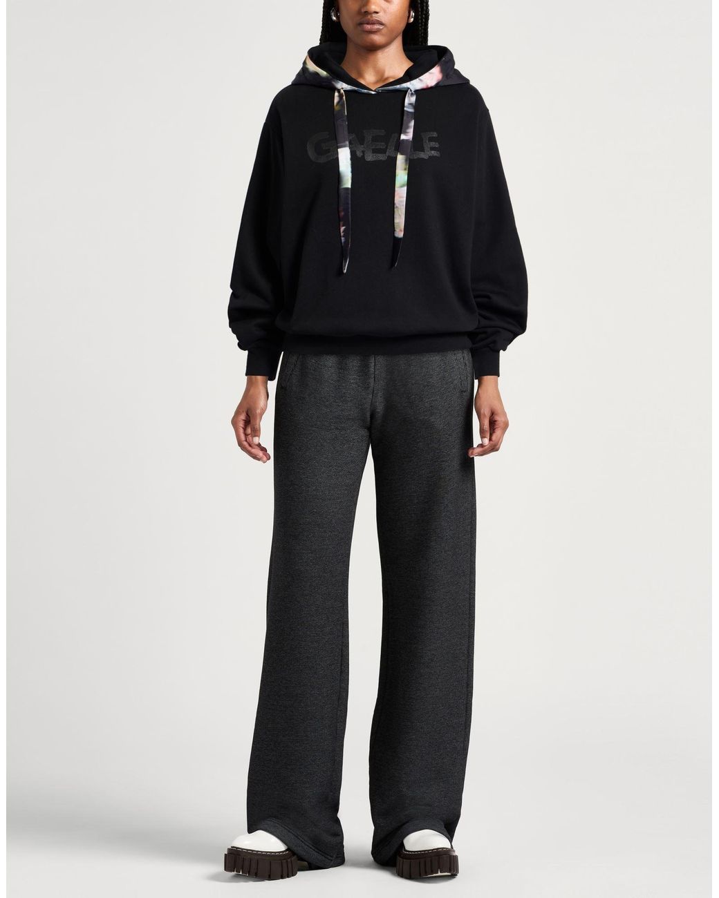 Gaelle Paris Black Sweatshirt Cotton, Polyester, Elastane