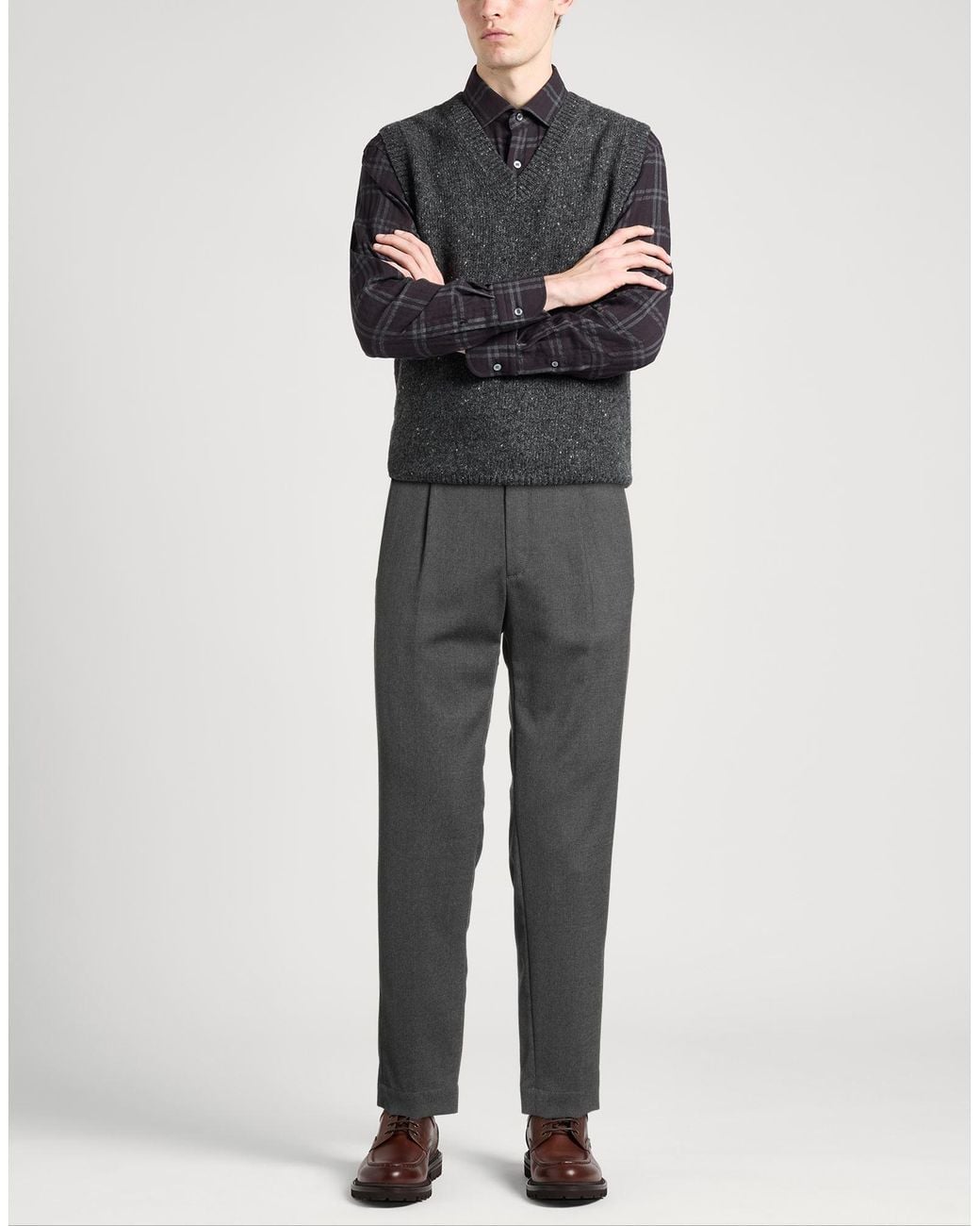 Incotex Gray Charcoal Pants Wool, Polyester, Elastane for men