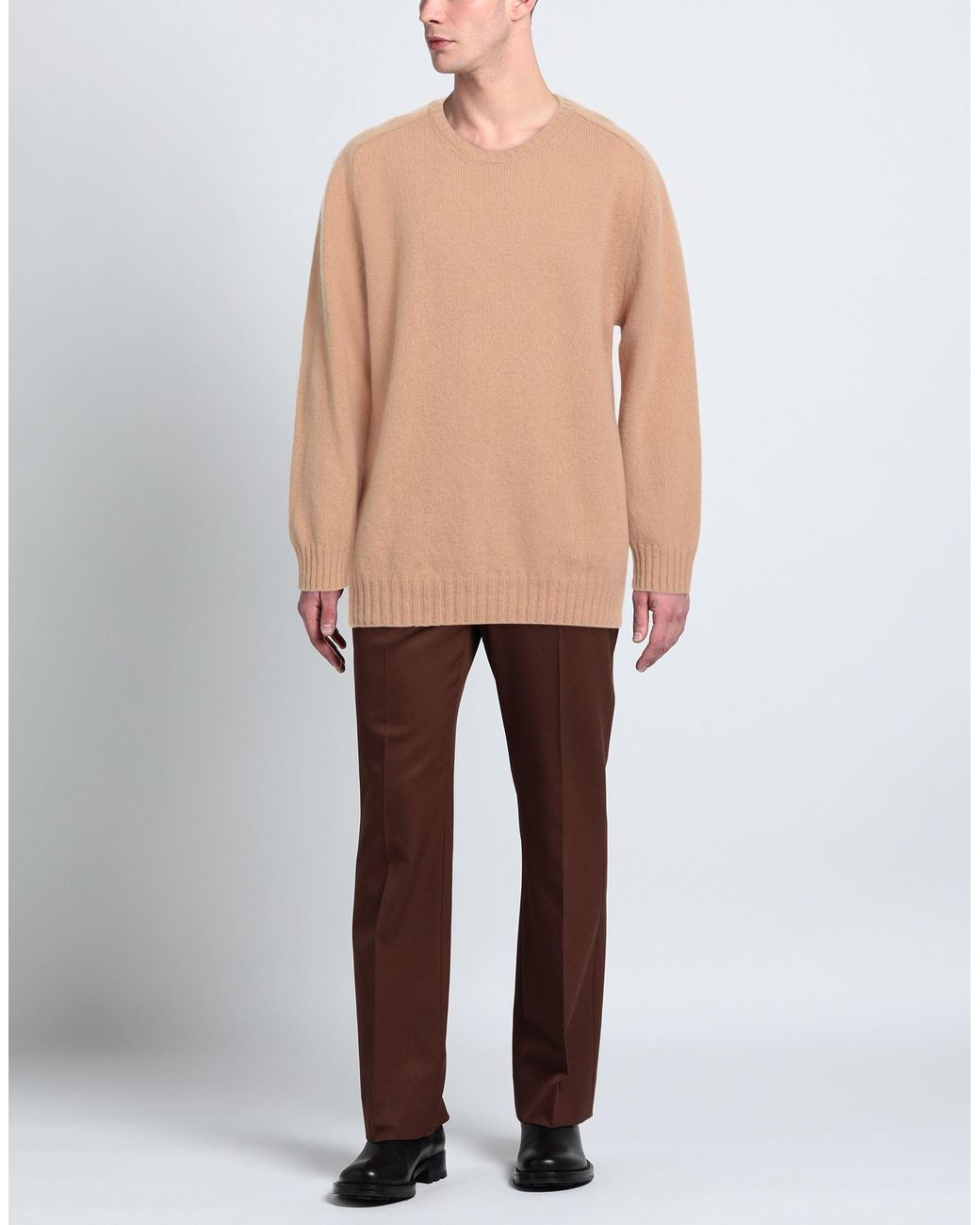 SHETLANDER'S Natural Camel Sweater Virgin Wool for men