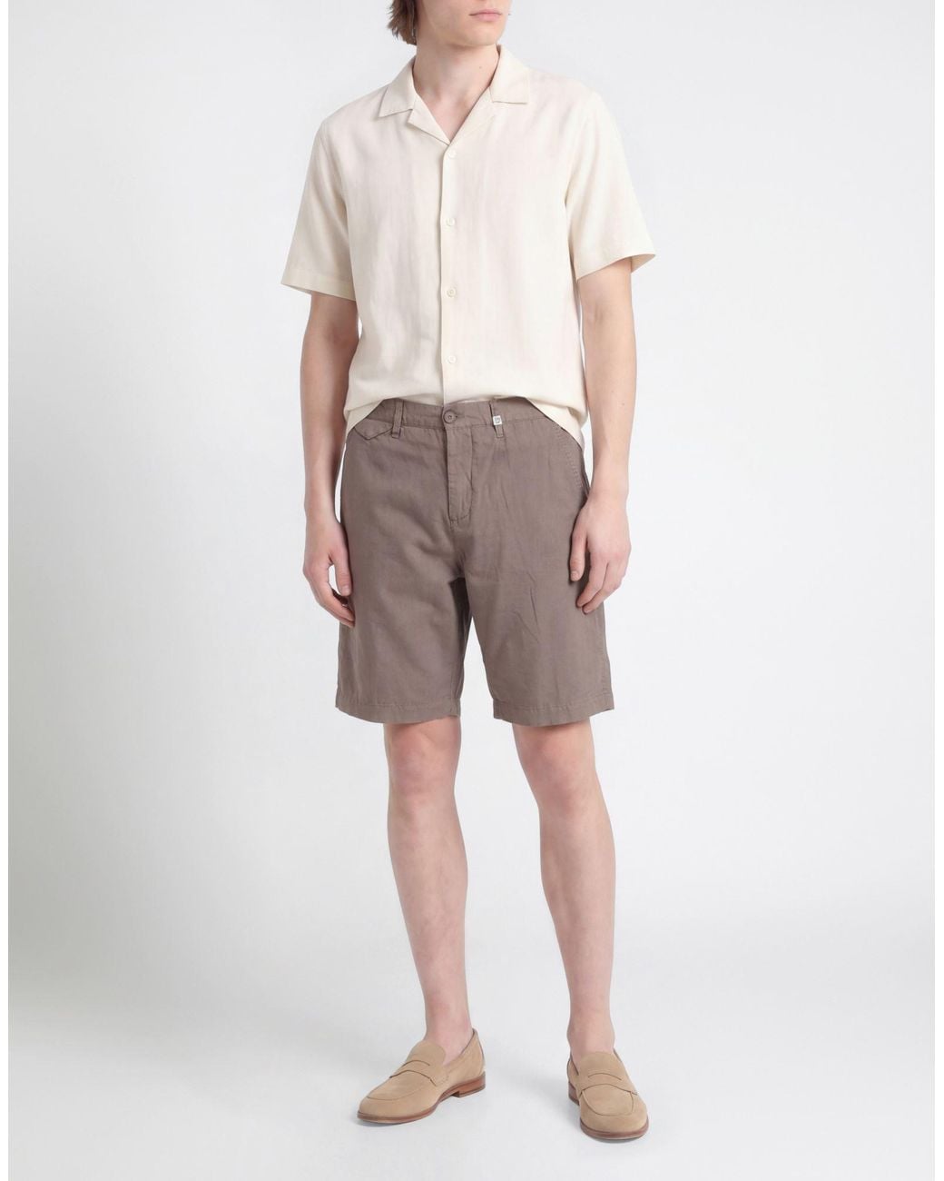 Myths Gray Taupe Shorts & Bermuda Shorts Linen, Cotton for men