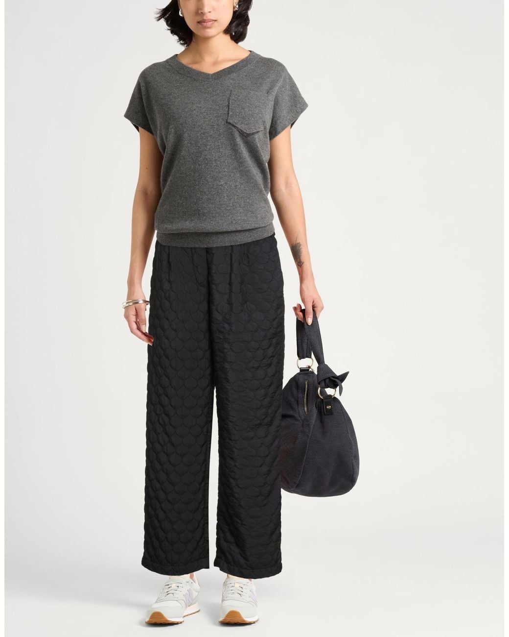 White Sand Black Pants Polyester, Elastane