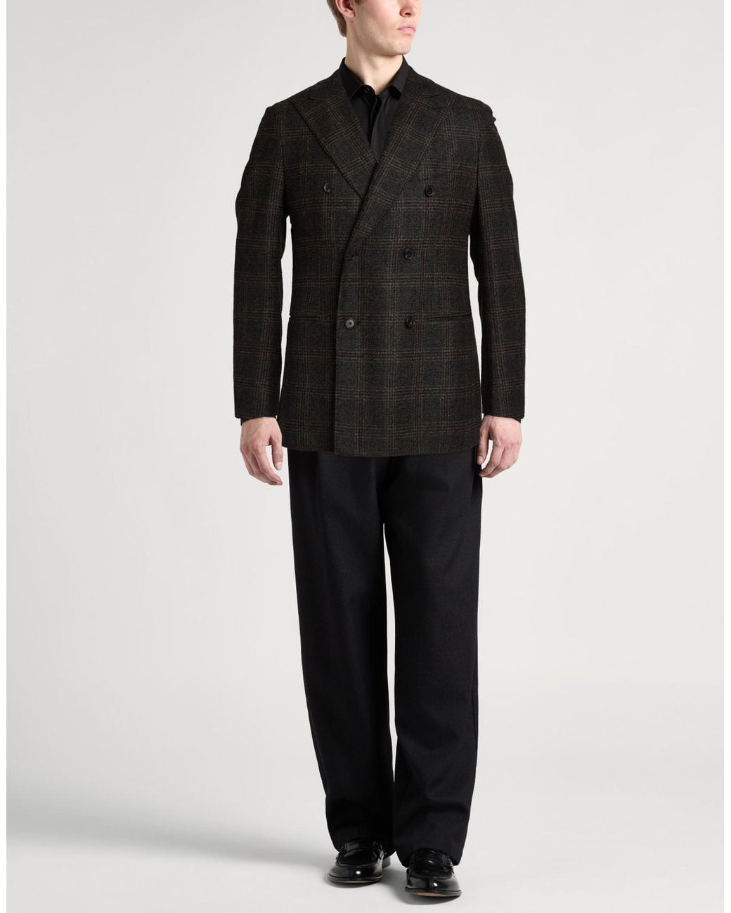 Caruso Black Dark Blazer Wool, Polyamide for men
