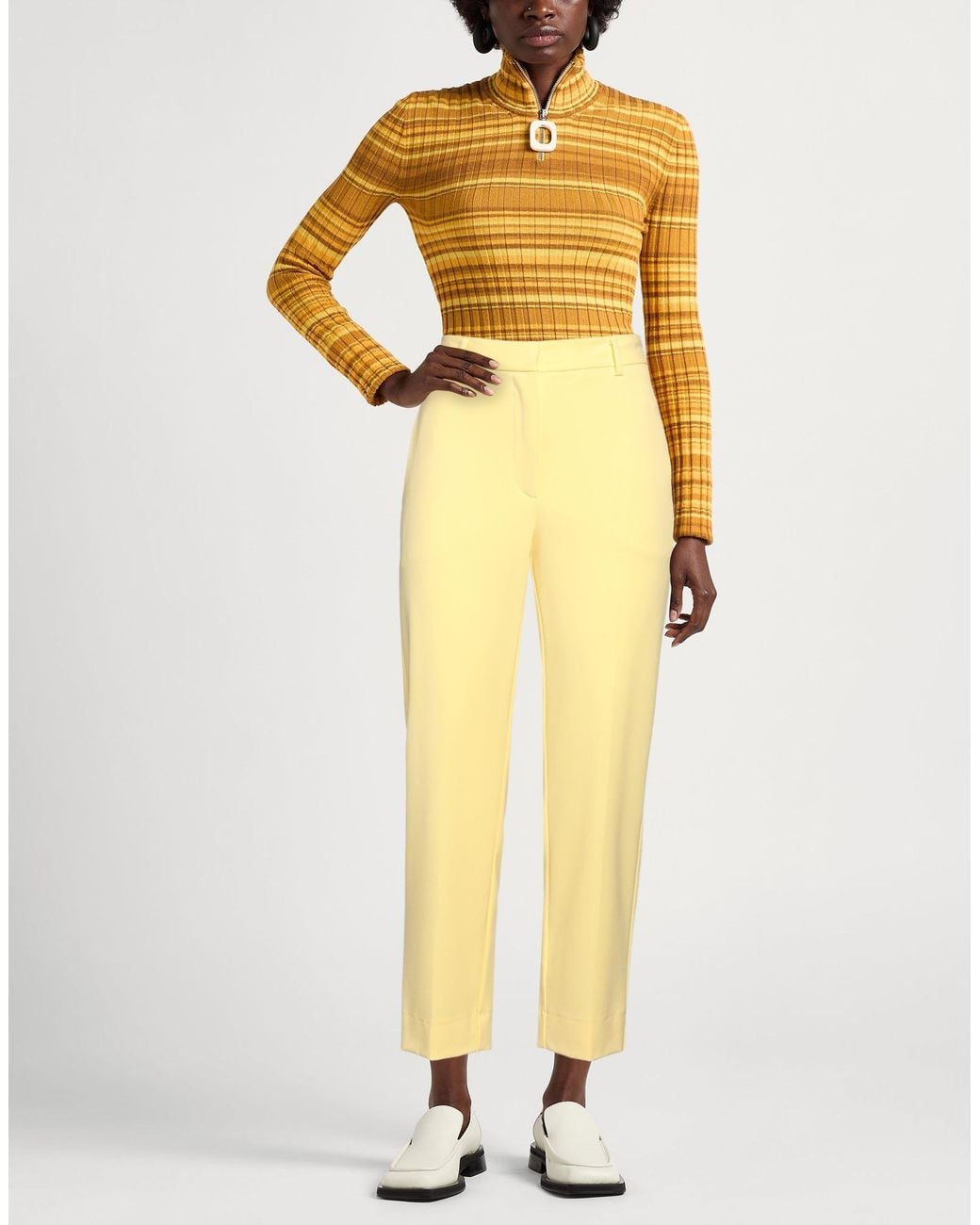 Ottod'Ame Yellow Pants Polyester, Viscose, Elastane