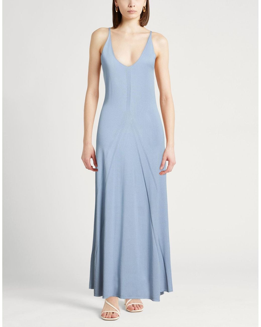 Drumohr Blue Maxi Dress Cotton, Viscose