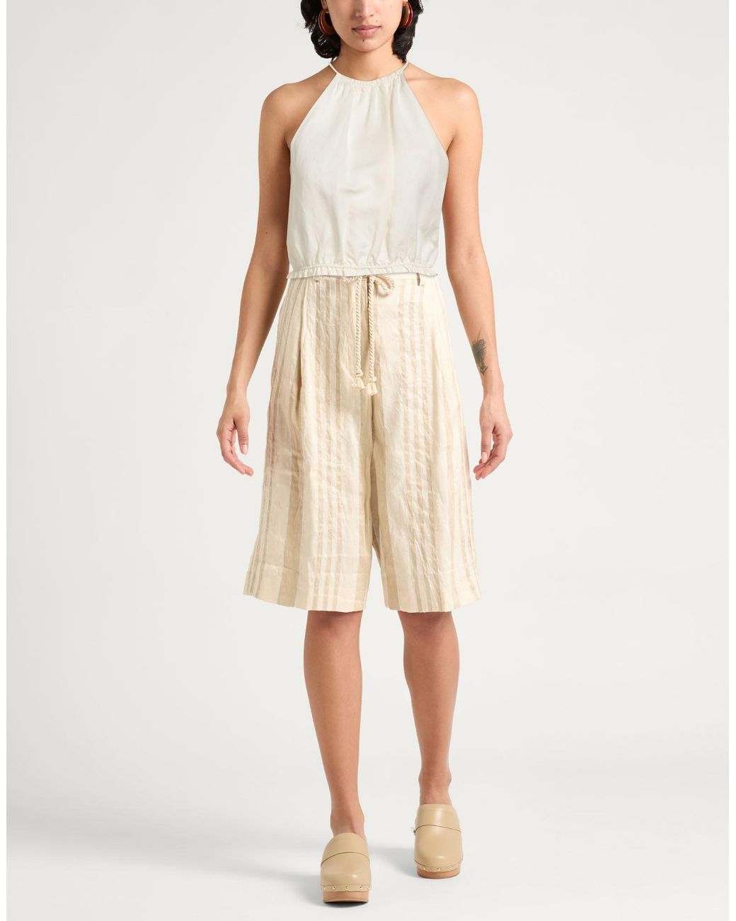 Patrizia Pepe White Ivory Top Viscose, Linen