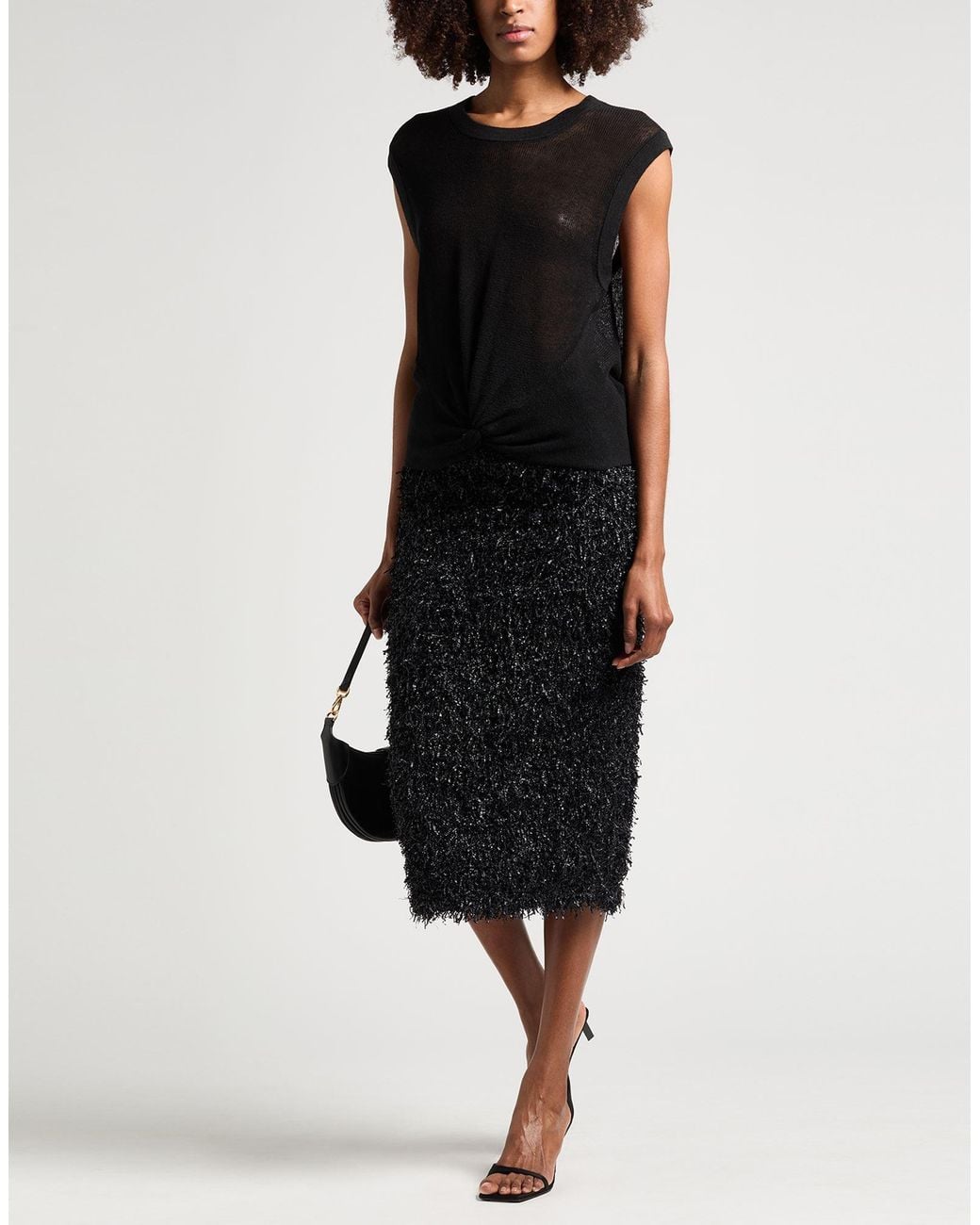 Alysi Black Midi Skirts