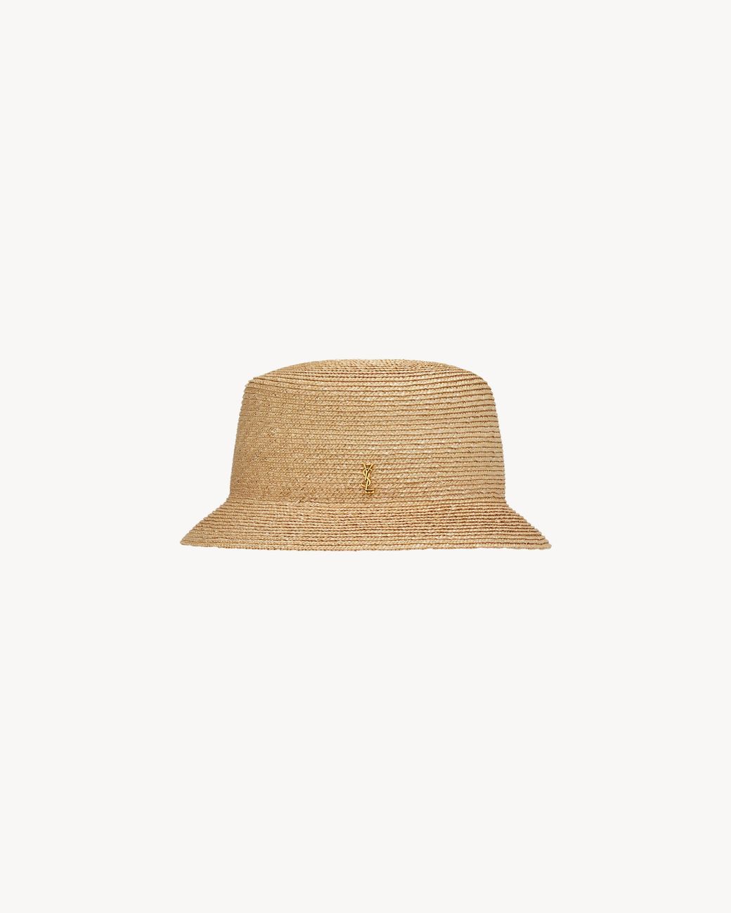 Saint Laurent Brown Raffia Fedora Hat