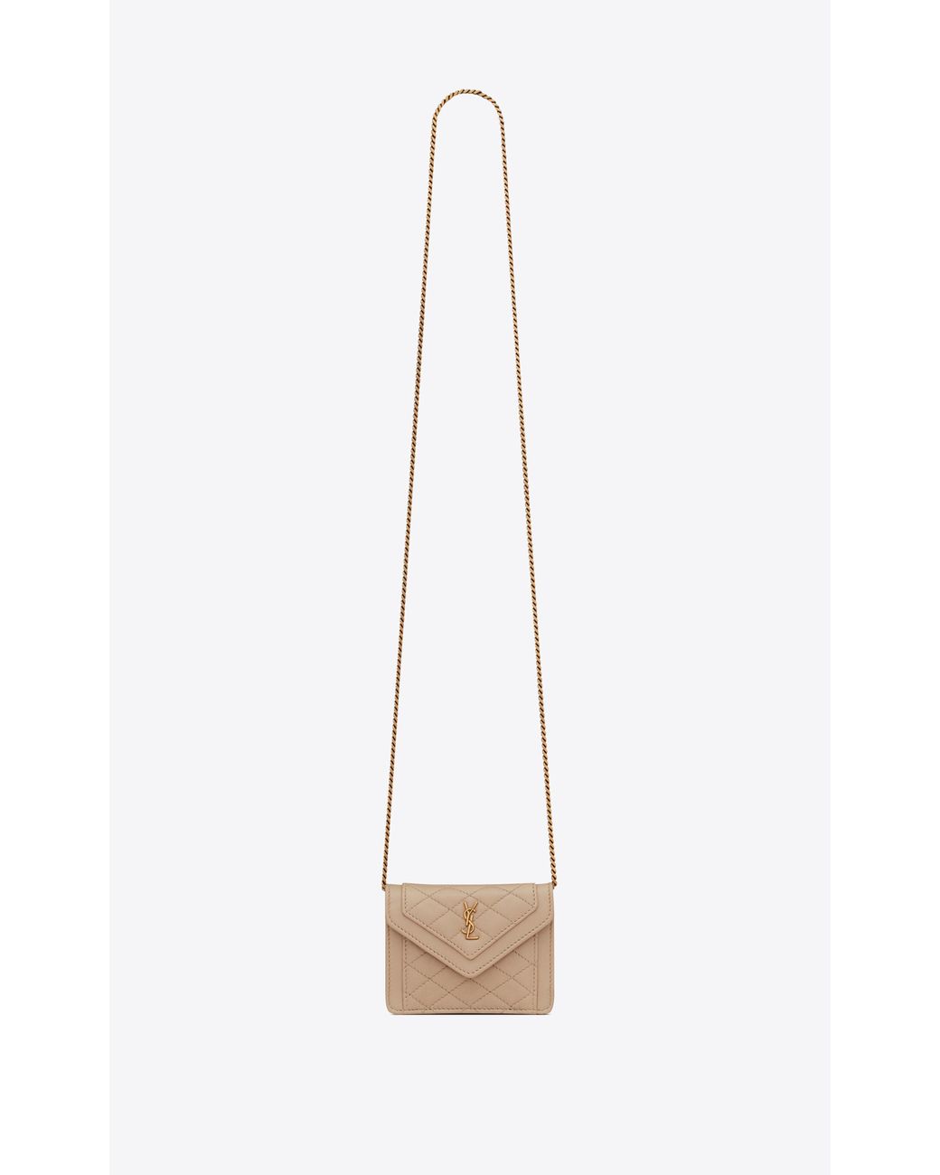 Saint Laurent Gaby Micro In Quilted Lambskin in Natural | Lyst