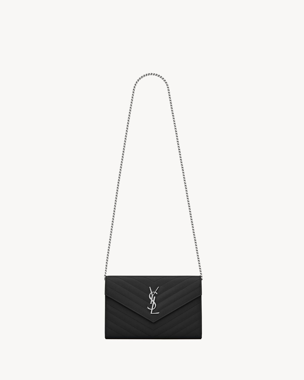 Saint Laurent White Classic Cassandre Chain Wallet