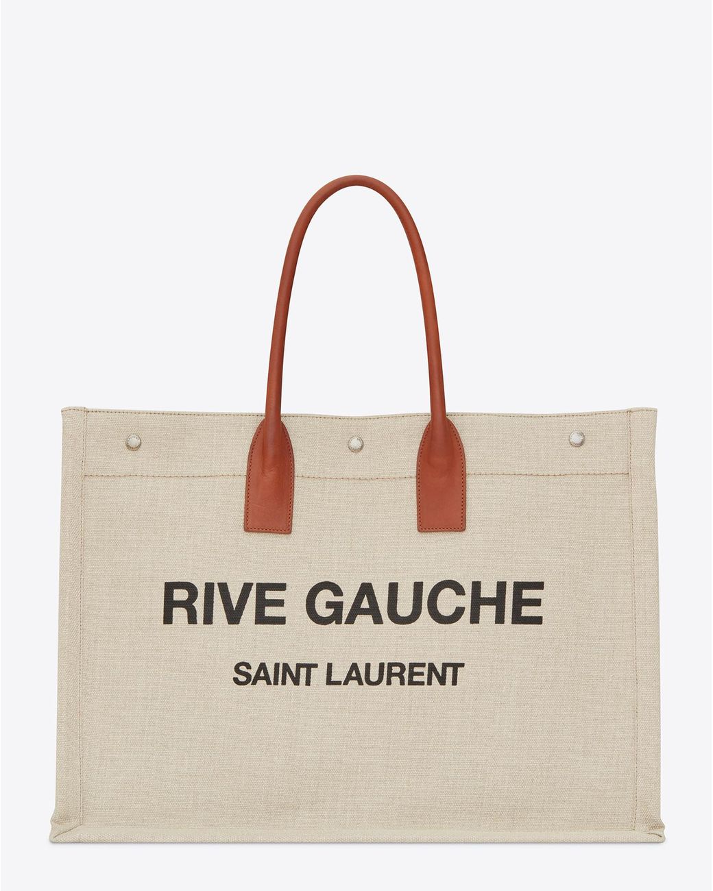 RIVE GAUCHE SMALL TOTE BAG IN LINEN AND LEATHER, Saint Laurent