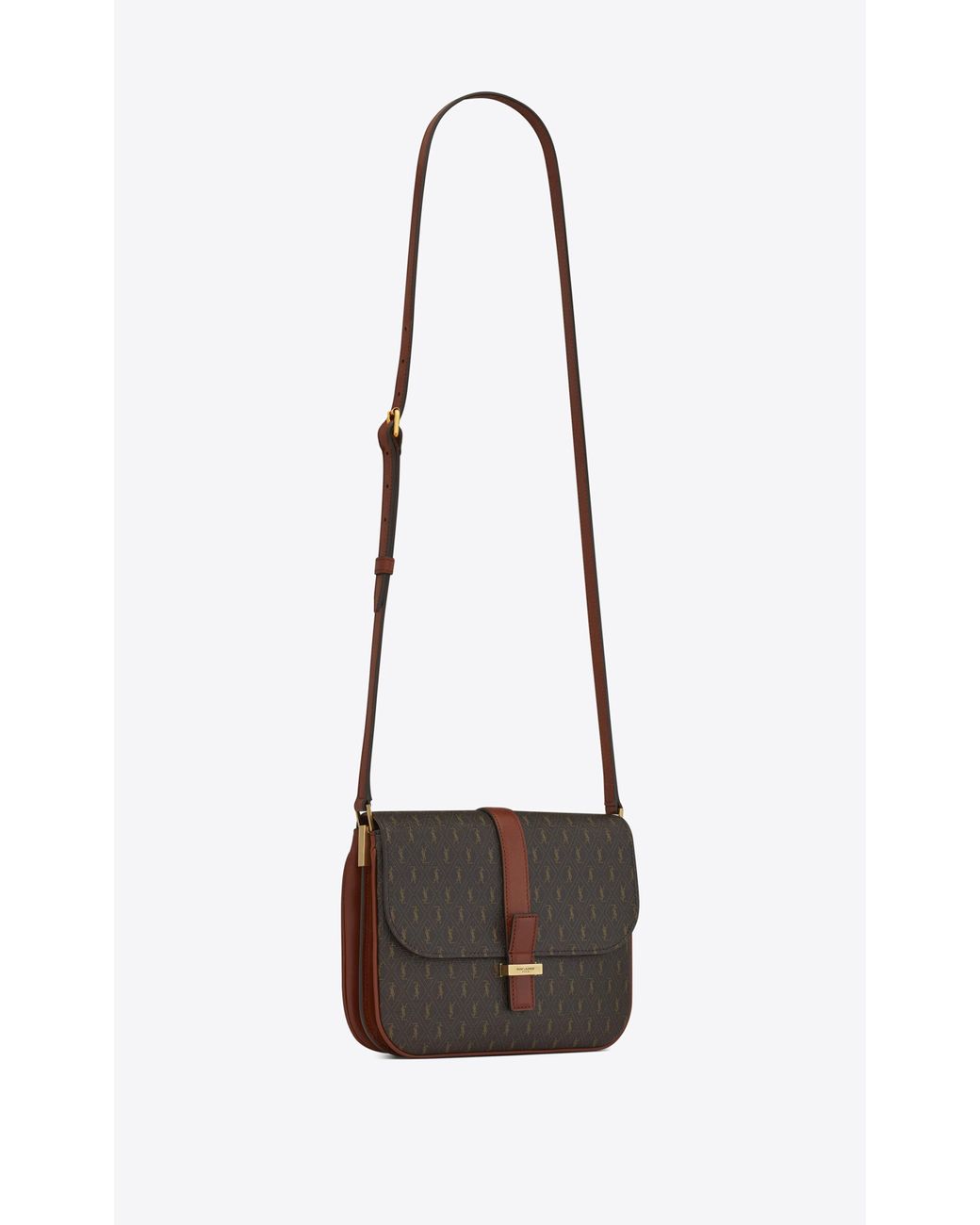 Saint Laurent Le Monogramme Small Satchel In Cassandre Canvas And Smooth  Leather in Brown