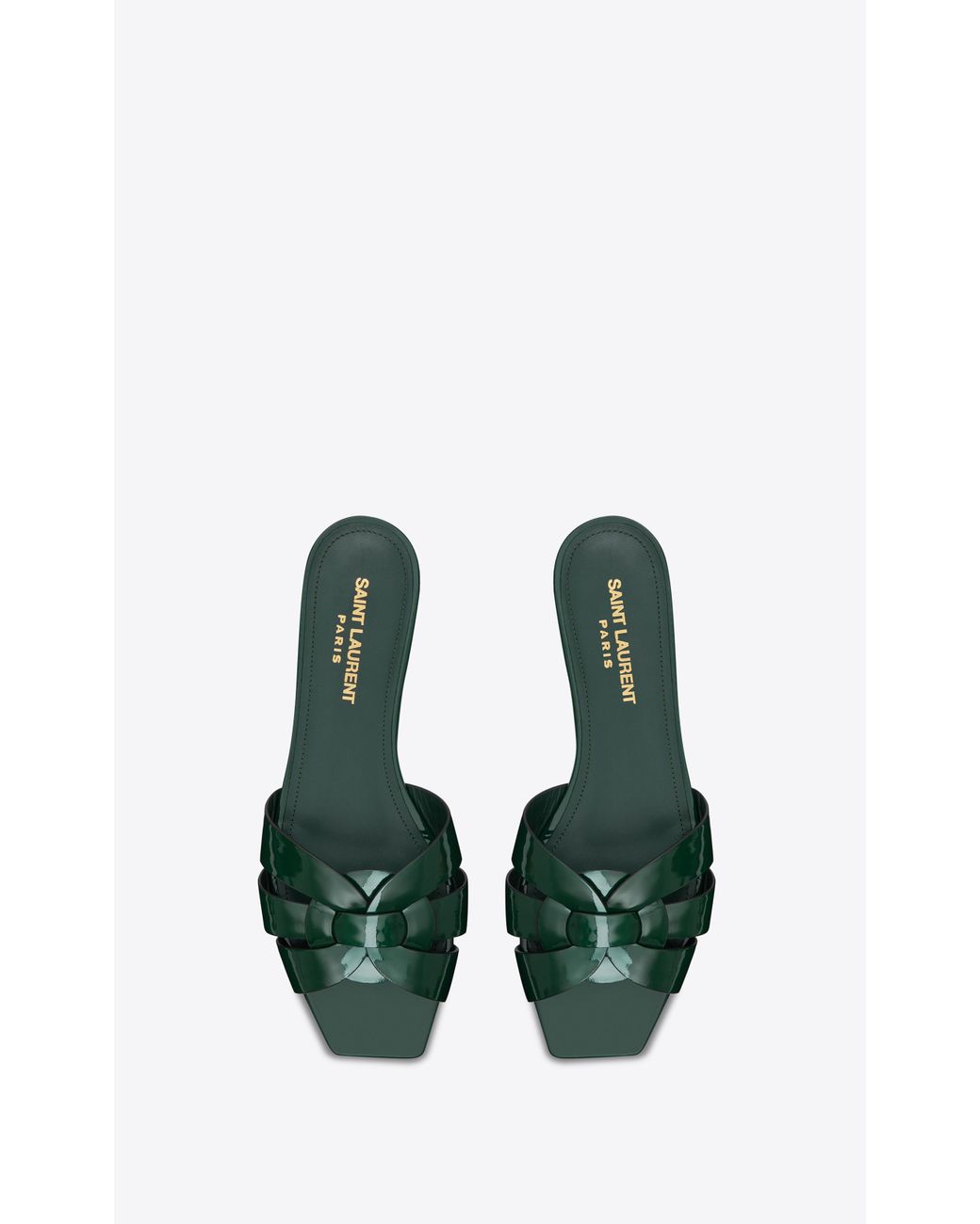 Saint Laurent Tribute Mules In Patent Leather in Green Lyst UK