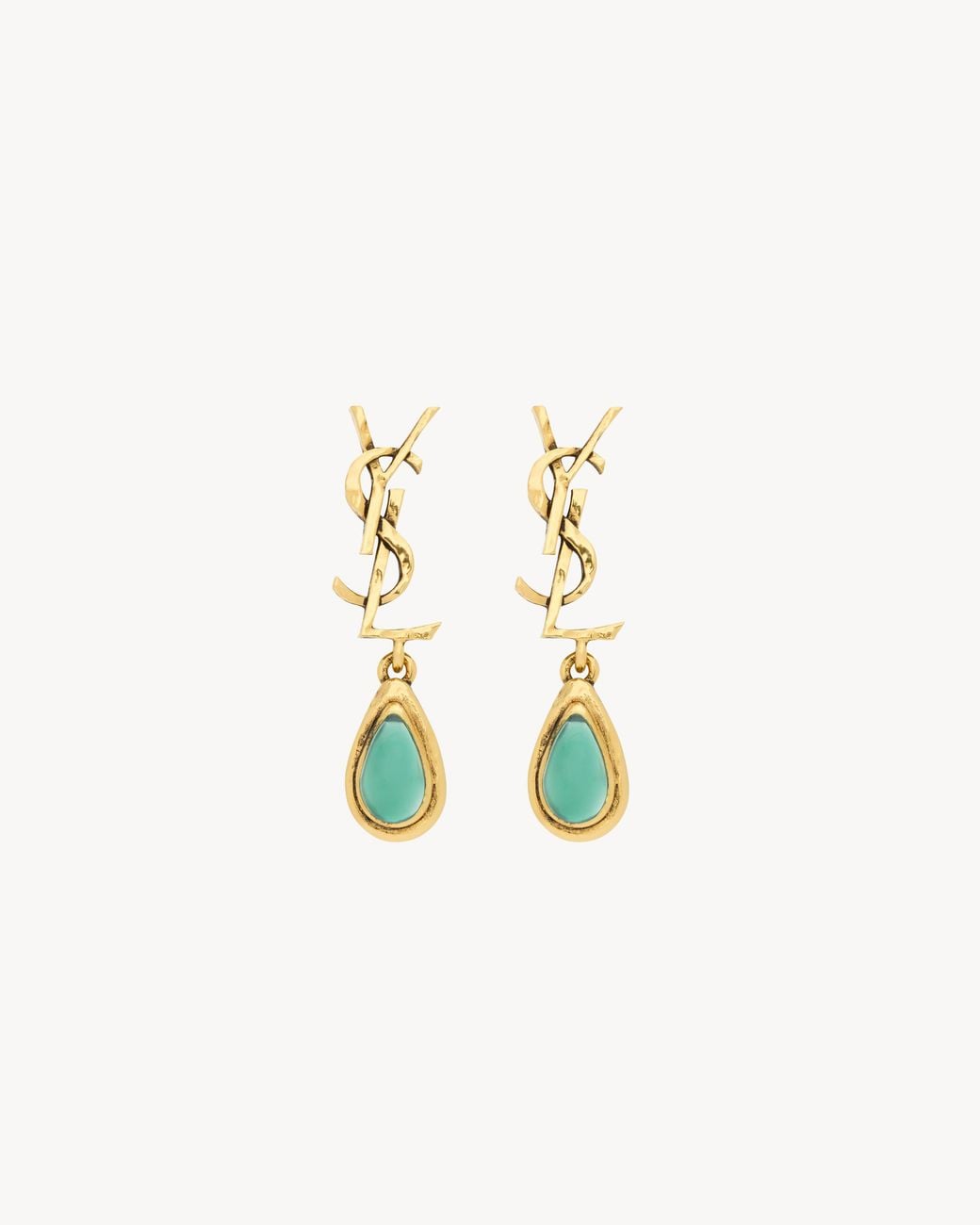Saint Laurent White Drop Cassandre Earrings