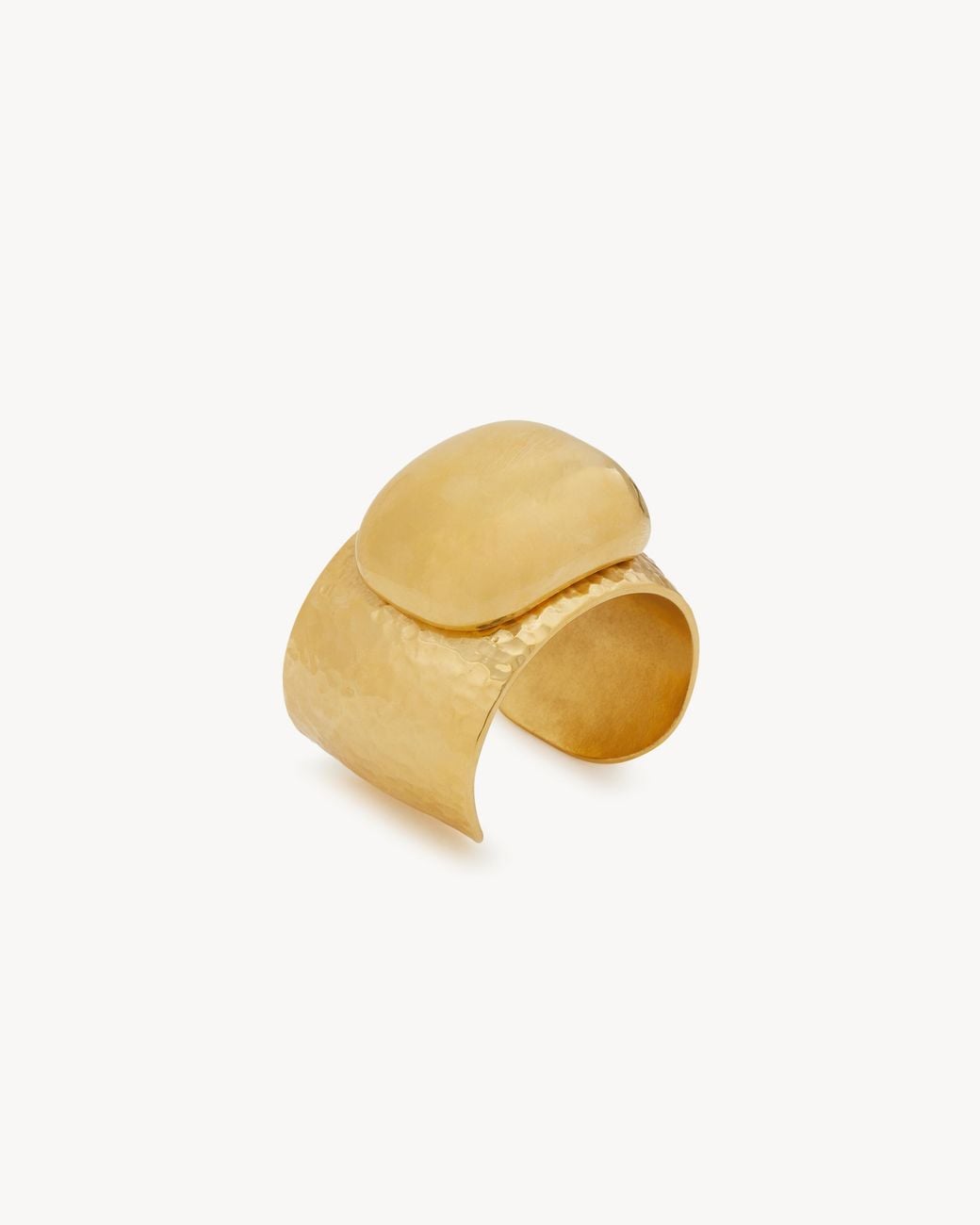 Saint Laurent Metallic Cabochon Hammered Cuff