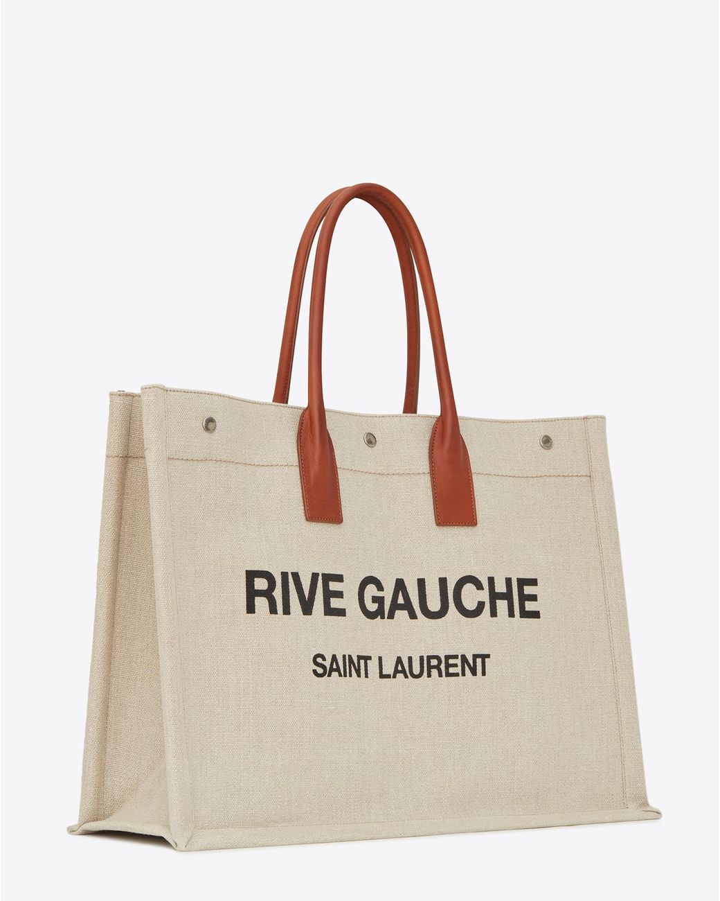 Yves Saint Laurent YSL Brown Rive Gauche Noe Canvas Tote Bag Beige Dark  brown Leather Cloth Pony-style calfskin Cloth ref.224311 - Joli Closet