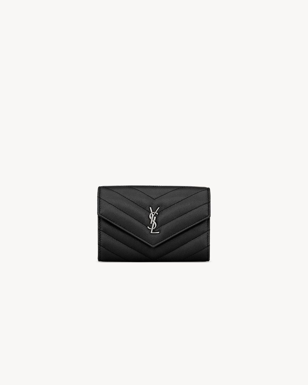 Saint Laurent White Cassandre Matelassé Small Envelope Wallet