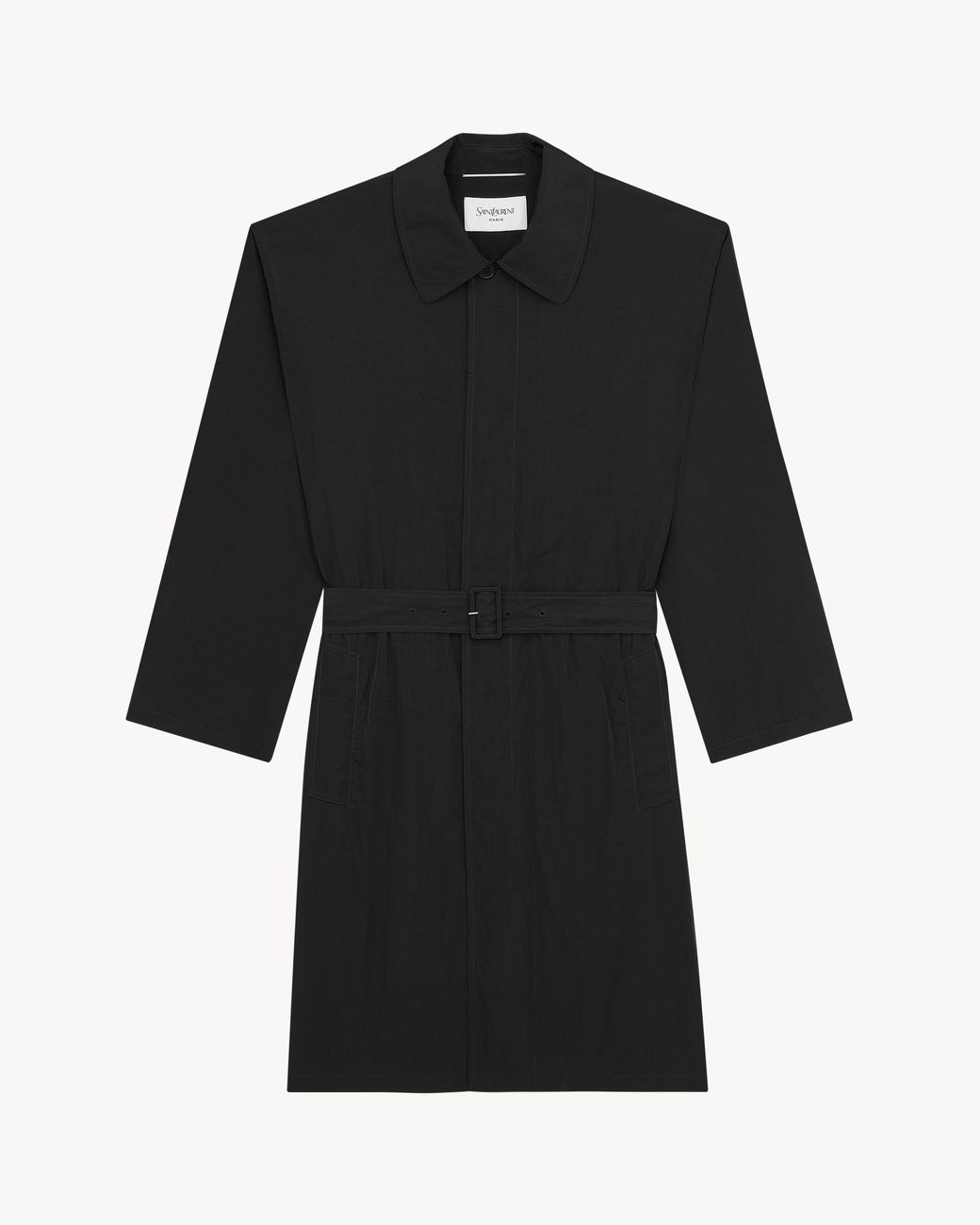 Saint Laurent Black Water-Repellent Trench Coast for men