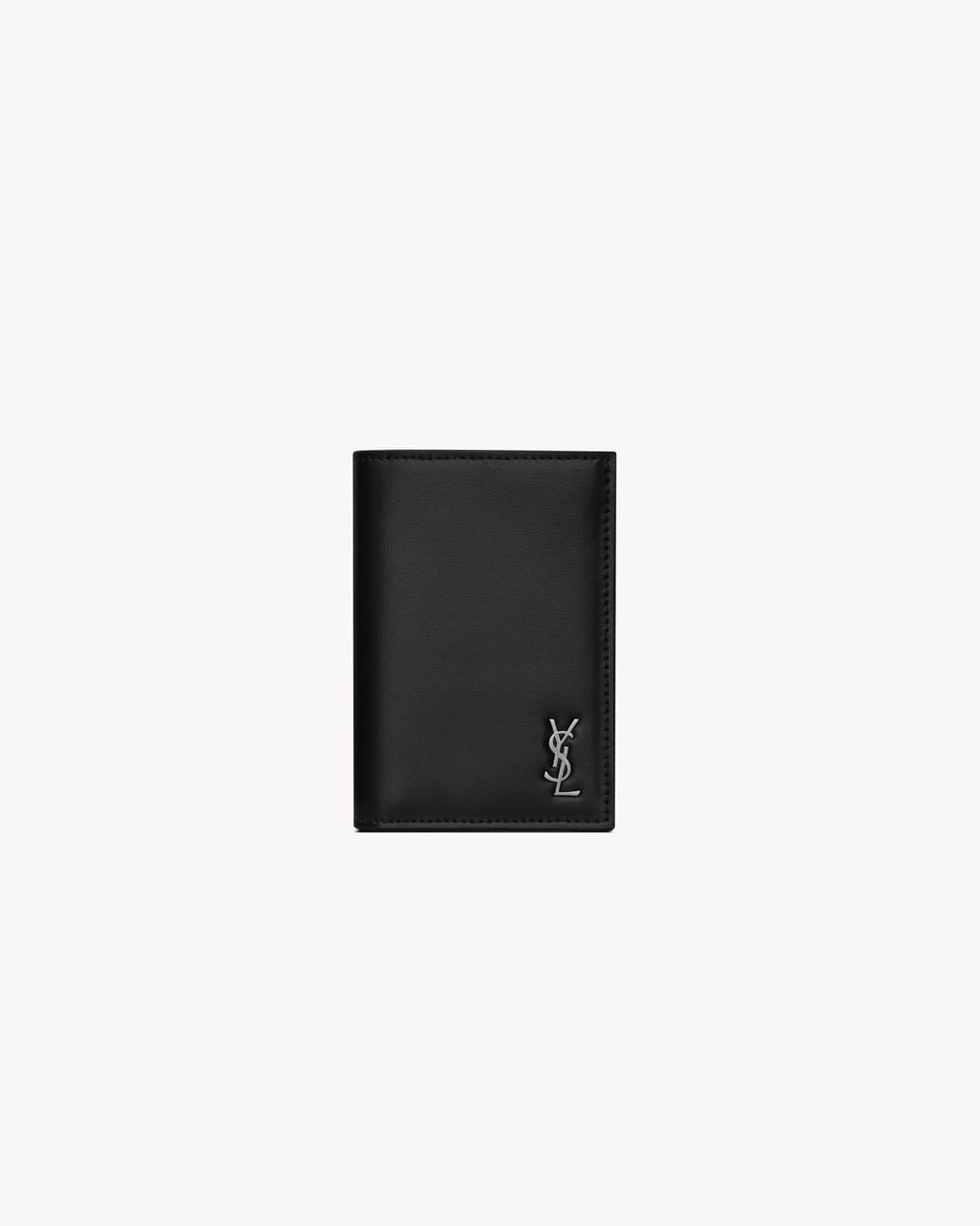 Saint Laurent Black Tiny Cassandre Credit Card Wallet for men