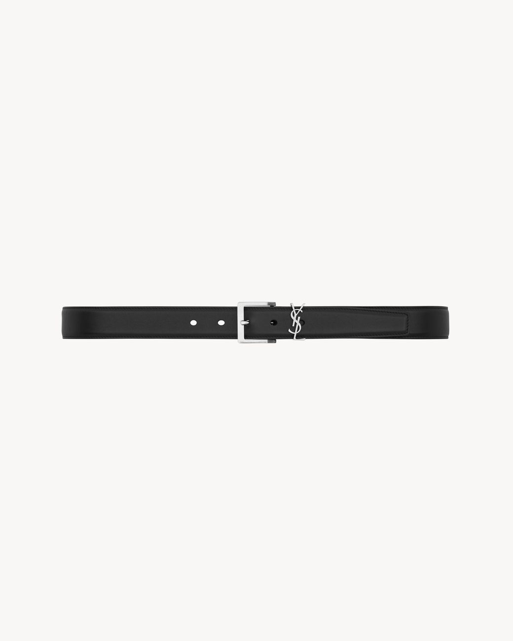 Saint Laurent White Cassandre Vadim Belt for men