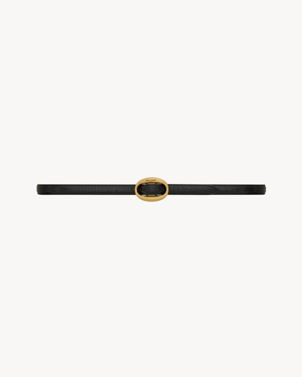 Saint Laurent Natural Oval Buckle Thin Belt Belt