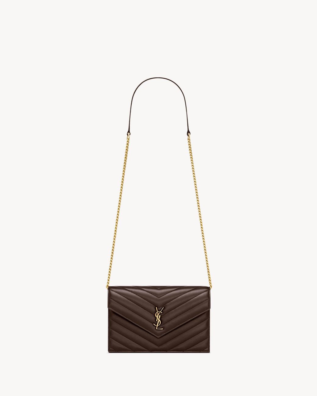 Saint Laurent White Cassandre Envelope Chain Wallet