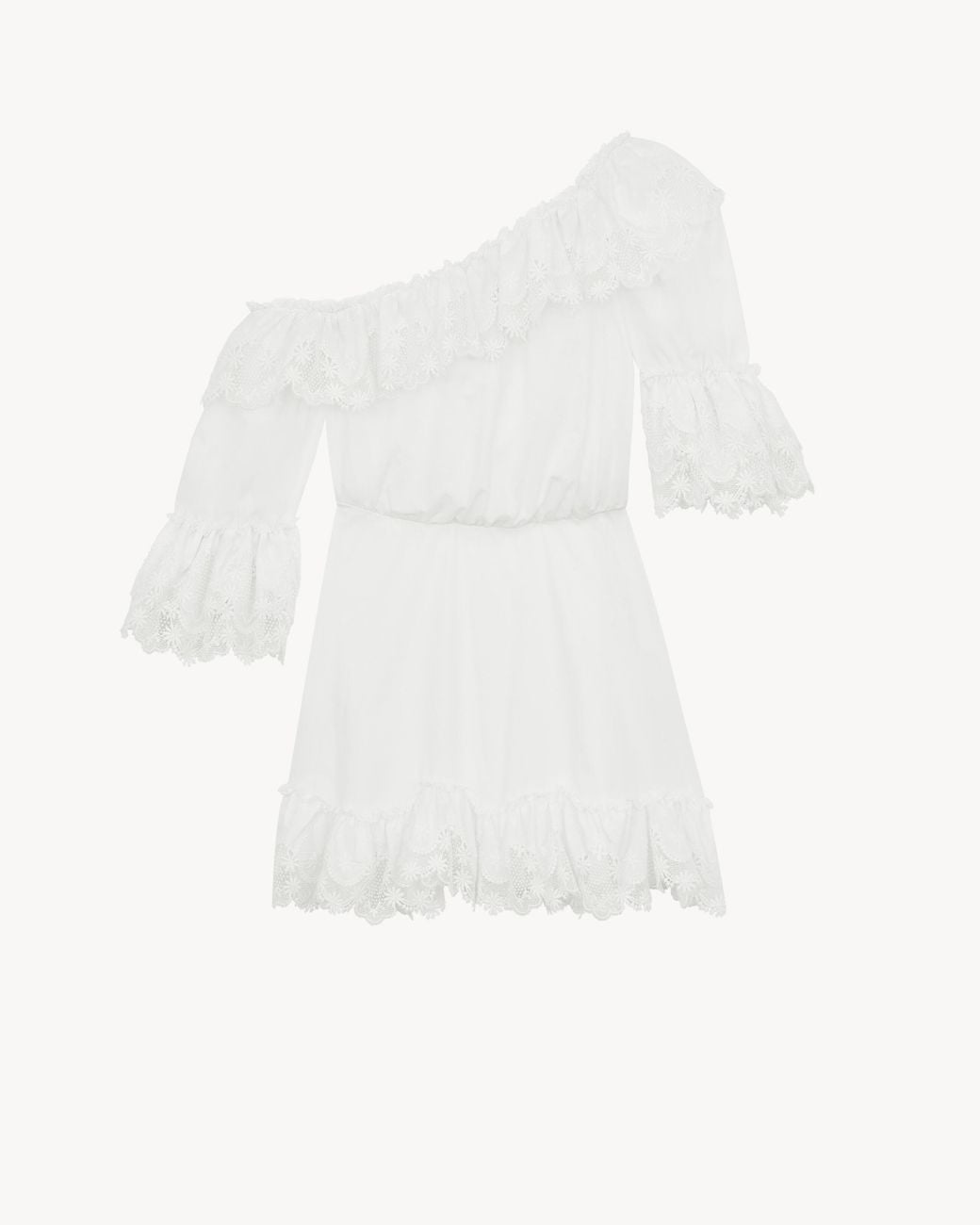 Saint Laurent White Ruffled Dress