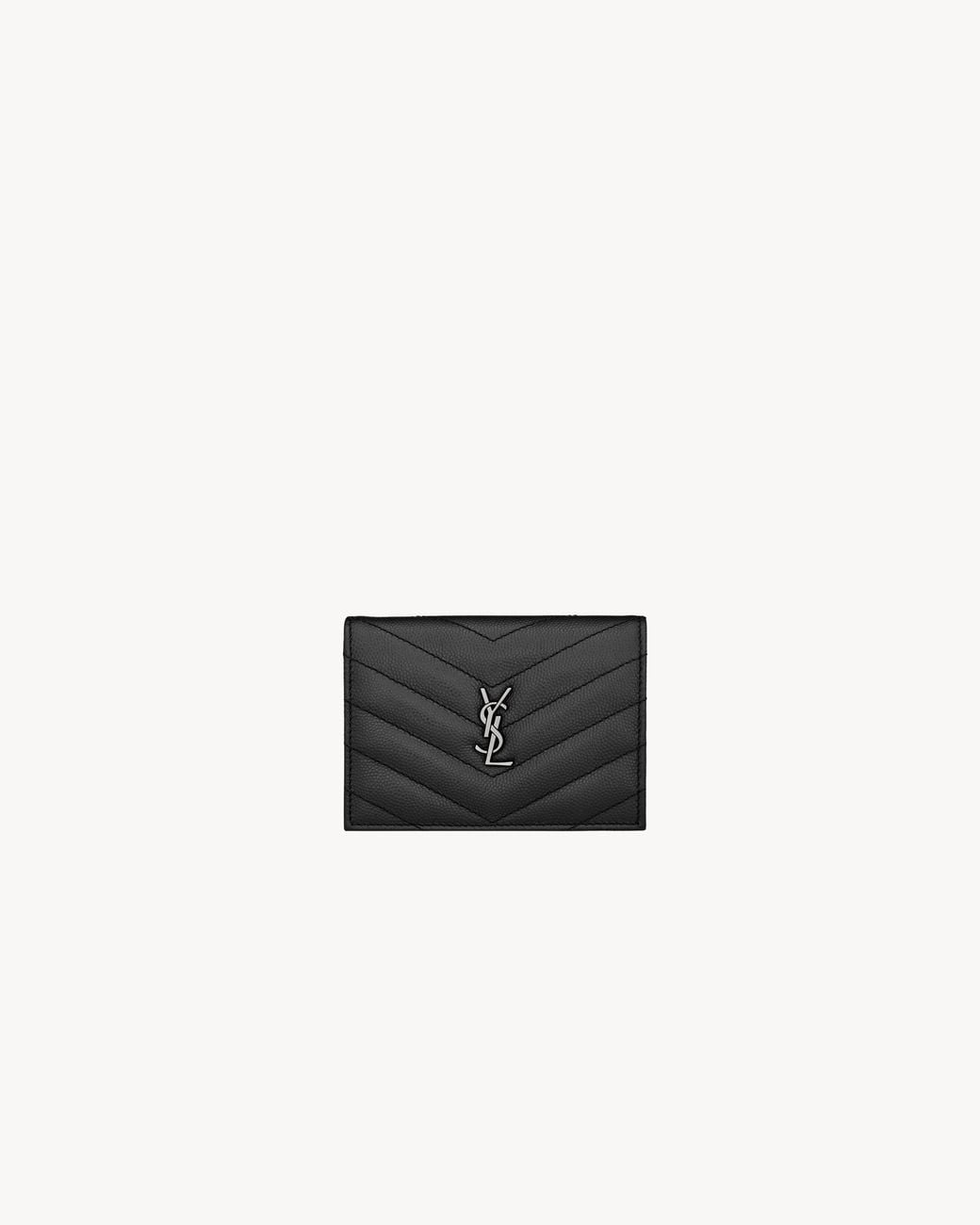 Saint Laurent White Cassandre Matelassé Flap Card Case