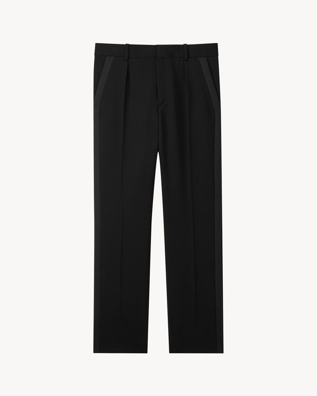 Saint Laurent Black Mid-Rise Tuxedo Pants for men