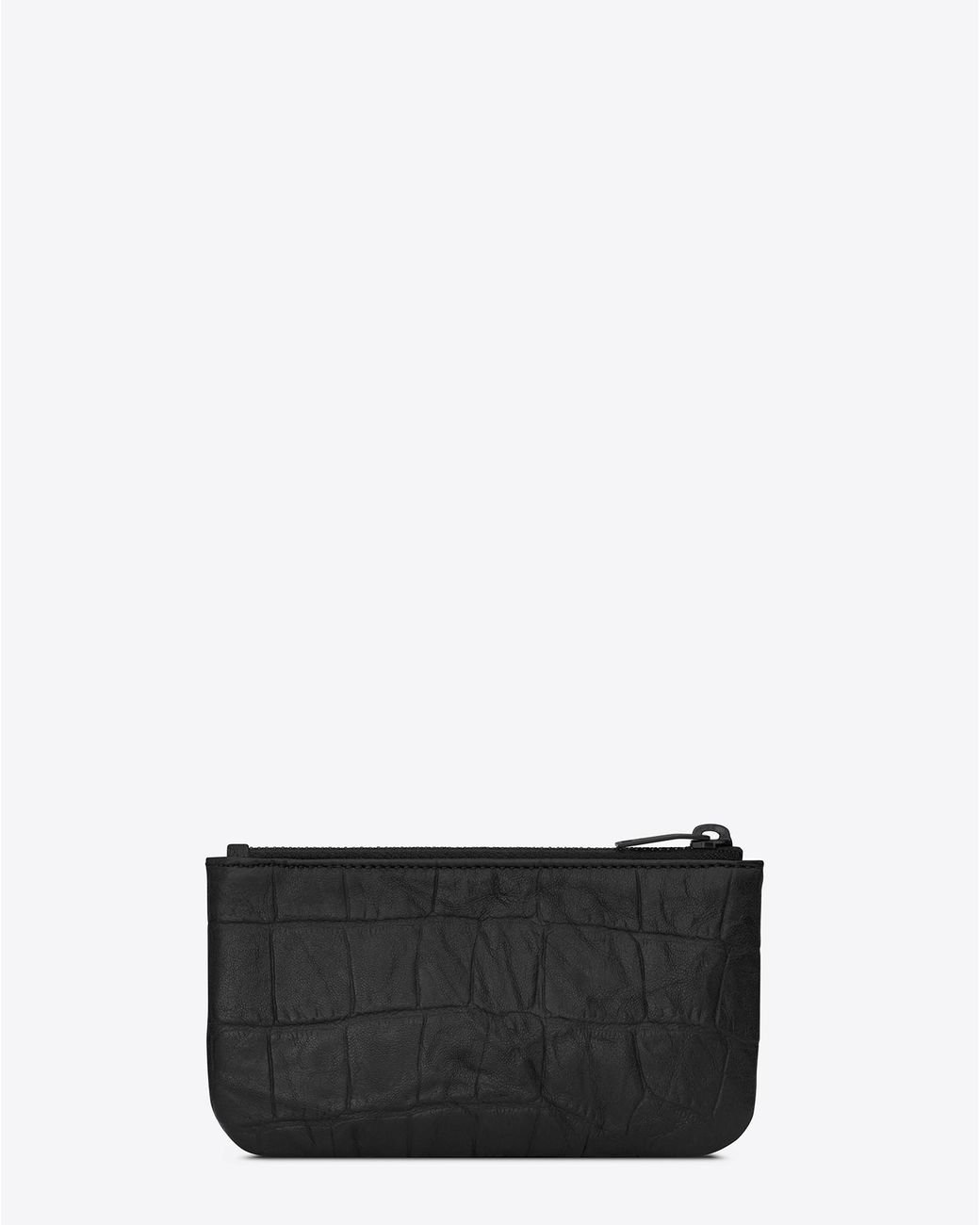 Saint Laurent Monogram Key Pouch In Crocodile Embossed Leather in Black for  Men