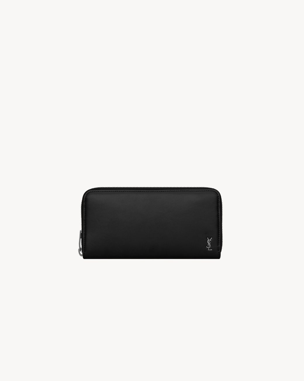 Saint Laurent White Tiny Cassandre Portefeuille Zippé En Cuir Mat for men