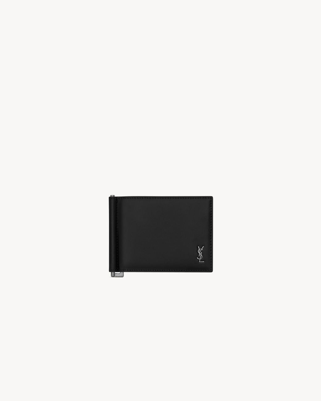 Saint Laurent White Tiny Cassandre Portefeuille Avec Pince À Billets En Cuir Mat for men