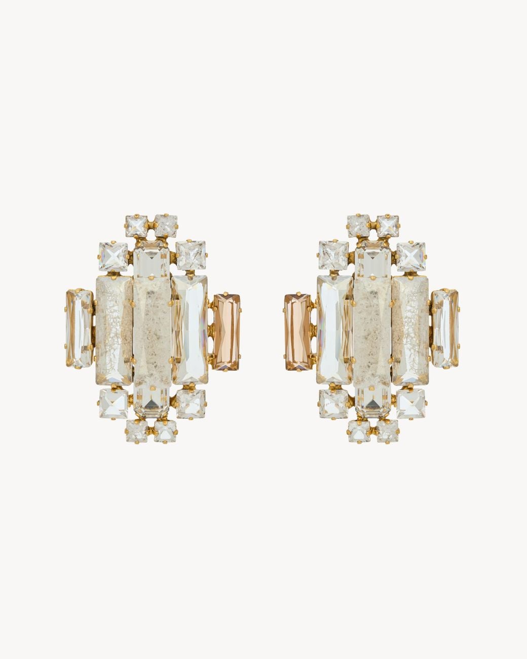 Saint Laurent Metallic Crystal Medallion Earrings