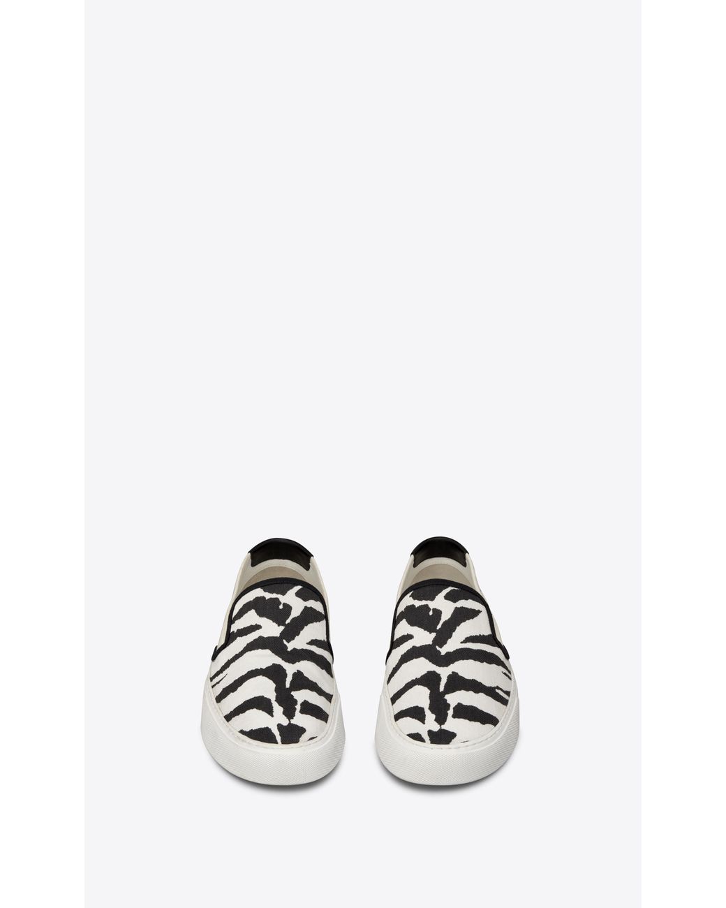 Saint Laurent Venice Slip-on Sneakers In Zebra-print Canvas in Black for  Men | Lyst