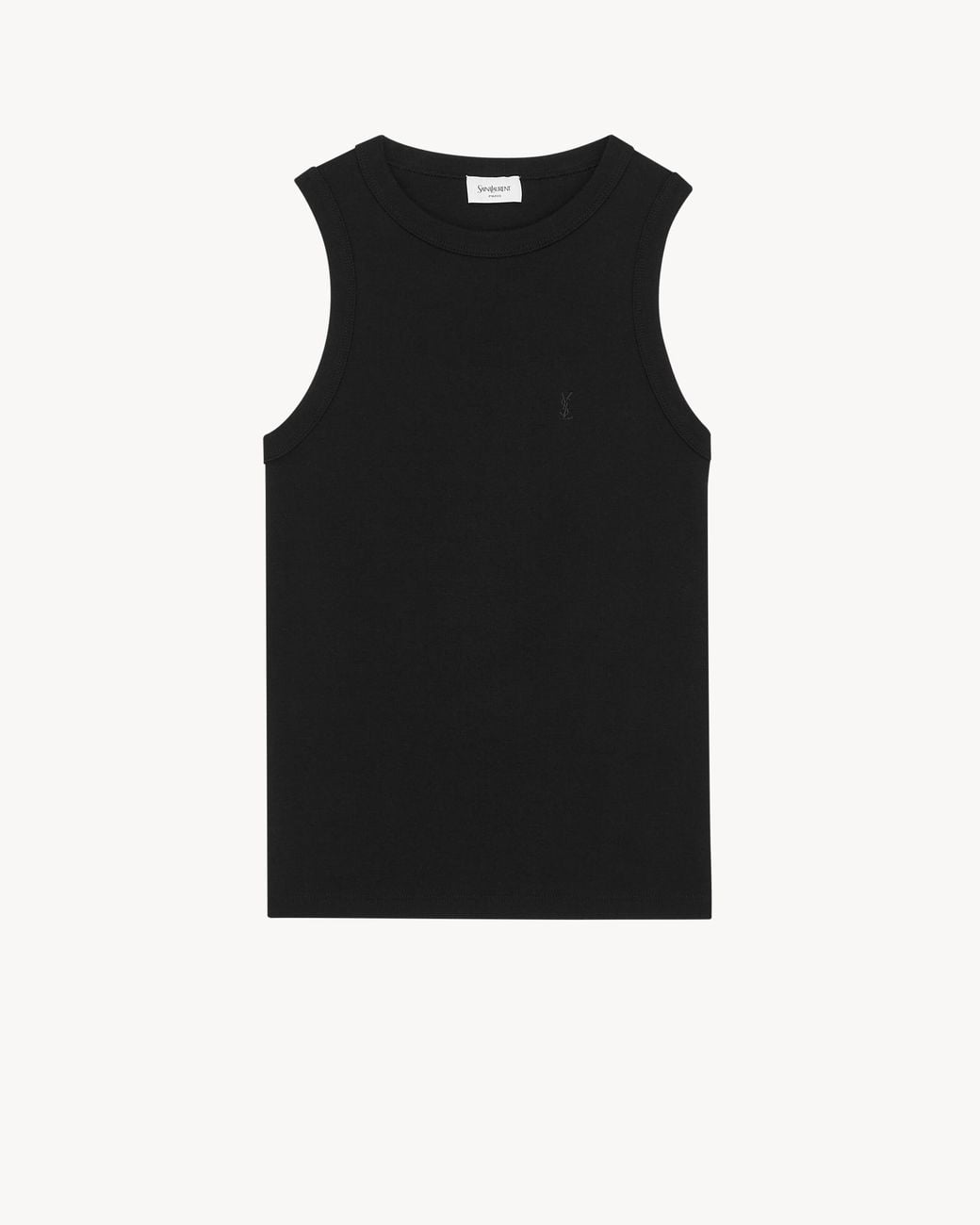 Saint Laurent Black Cassandre Ribbed Tank Top