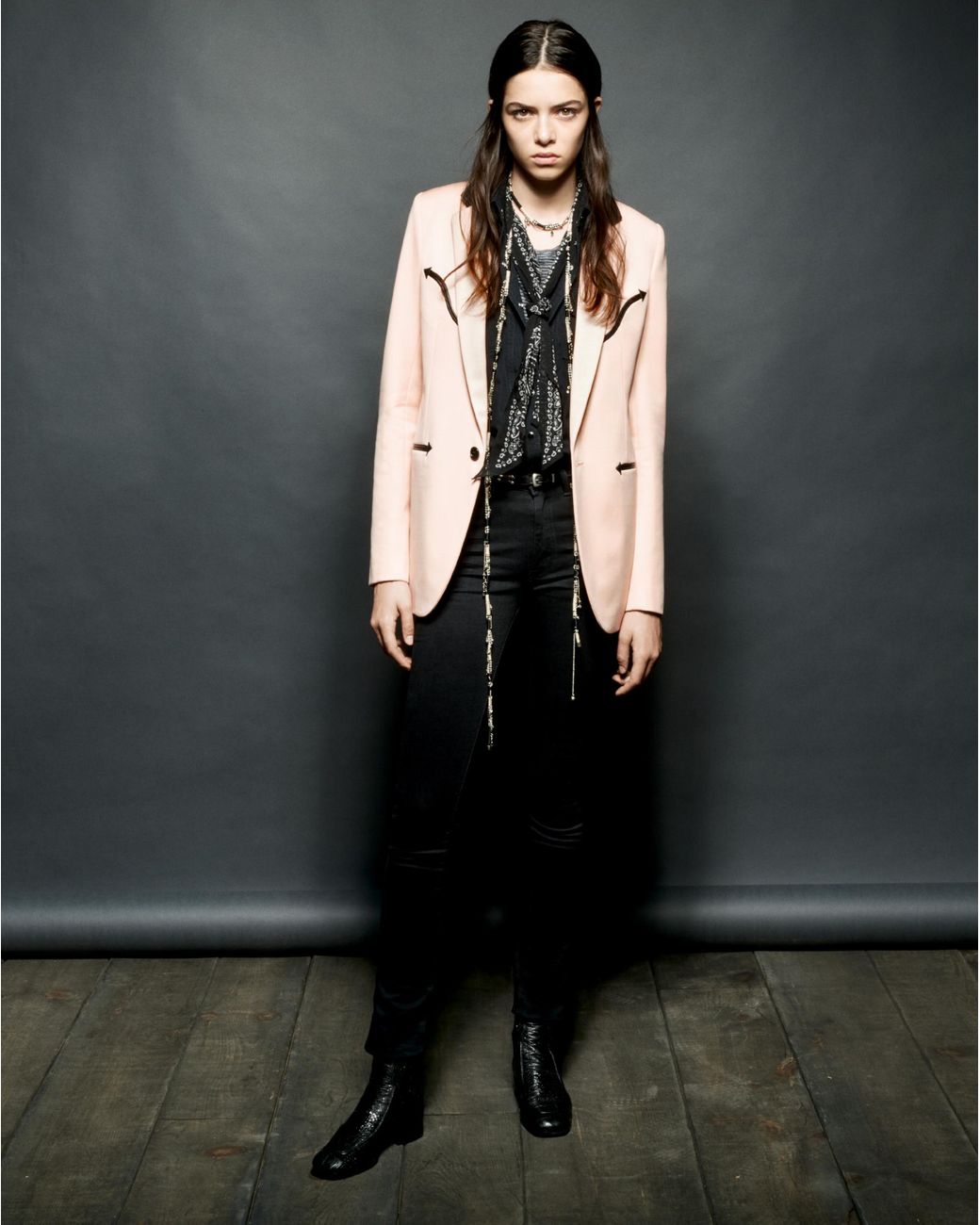 小物 Saint Laurent Paris BANDANA LAVALLIERE Saint Laurent Lavallière Tie In Wool Etamine With Ysl Bandana