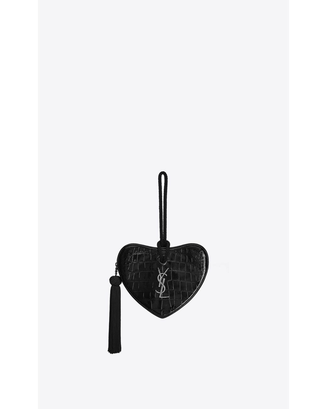 Saint Laurent Heart Logo Clutch in Black | Lyst