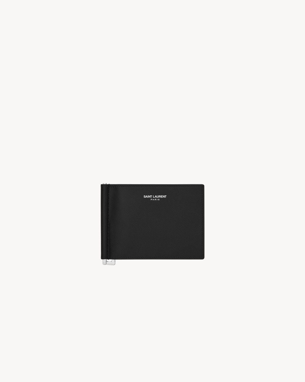 Saint Laurent White Paris Bill Clip Wallet for men