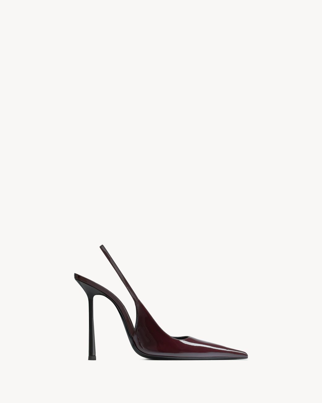 Saint Laurent White Vendôme Glossed-Leather Slingback Pumps