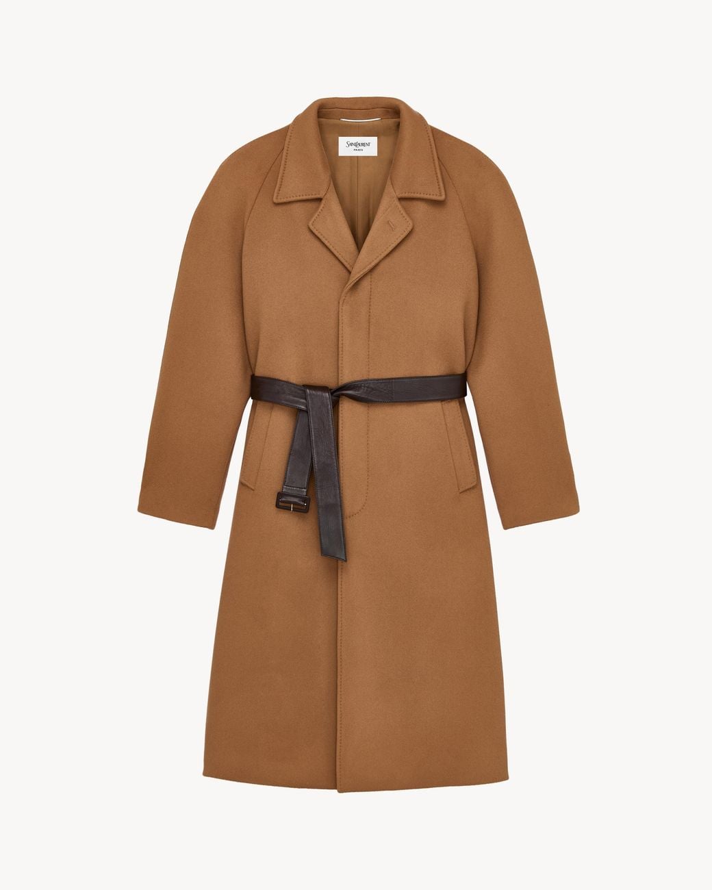Saint Laurent Brown Belted Balmacaan for men